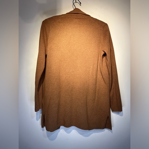 J. Crew Factory NWOT Sweater Blazer Tan X-Small Pockets Long Line Open Front - Picture 7 of 11